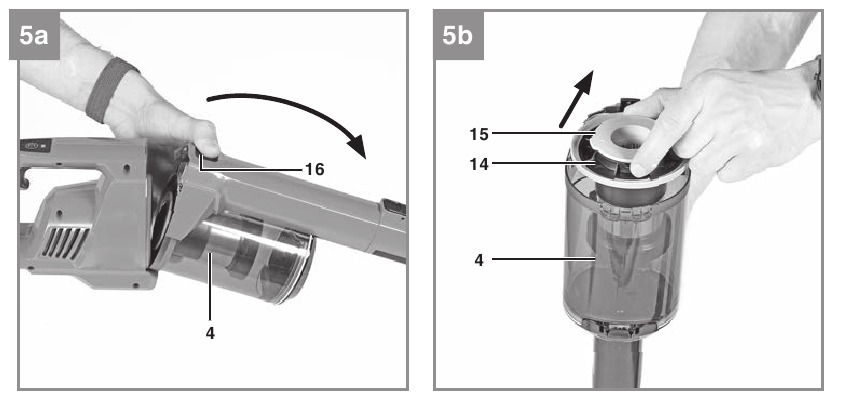 EINHELL - TE-SV 18 Li - Filter ein-/ausbauen Filter ein-/ausbauen