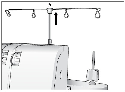 Singer - S0100 - Einrichten des Teleskop-Fadenständers Einrichten des Teleskop-Fadenständers