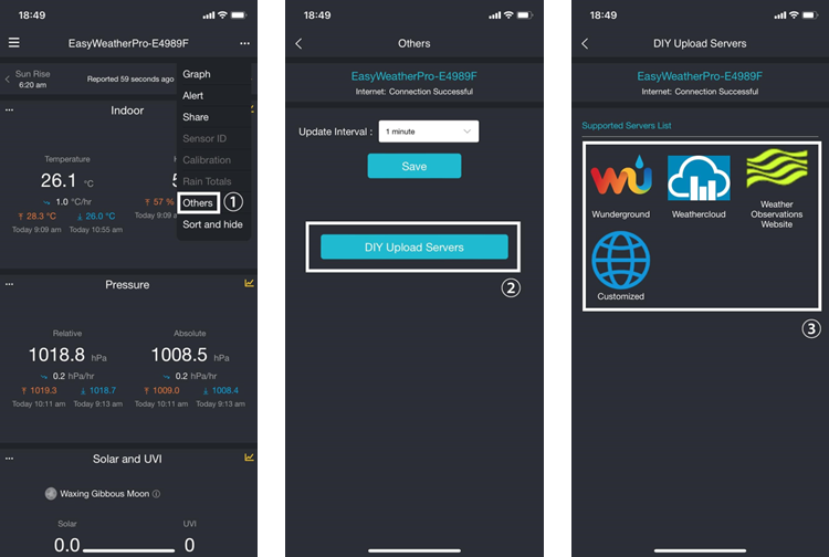 ECOWITT - WS2910 - Wetterserver-Uploads in der Ecowitt App Wetterserver-Uploads in der Ecowitt App
