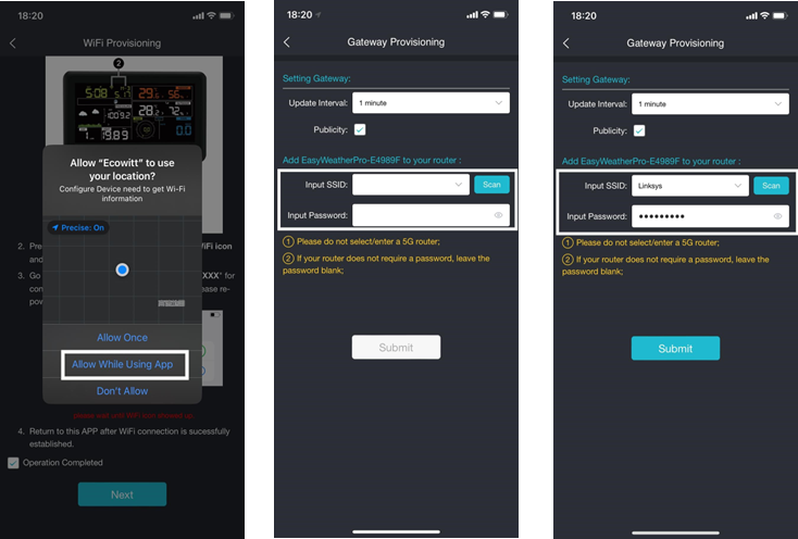ECOWITT - WS2910 - Wi-Fi Provisioning in der Ecowitt App - Schritt 2 Wi-Fi Provisioning in der Ecowitt App - Schritt 2