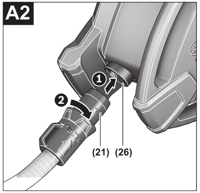 Bosch - PFS 5000 E - Luftschlauch anschließen - Schritt 2 Luftschlauch anschließen - Schritt 2