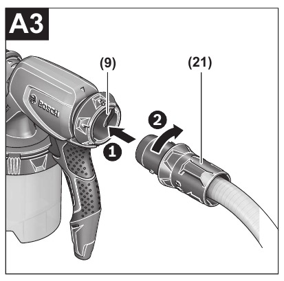 Bosch - PFS 5000 E - Luftschlauch anschließen - Schritt 3 Luftschlauch anschließen - Schritt 3