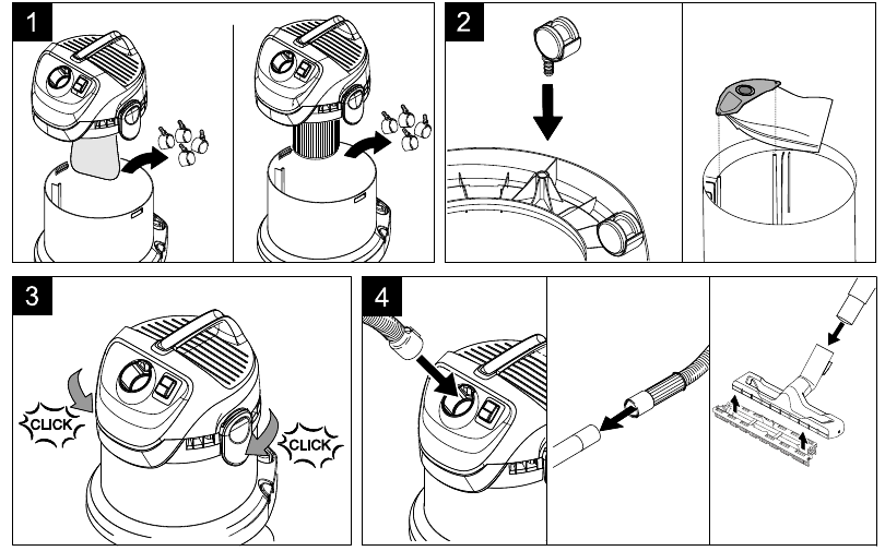 Kärcher - WD 2 - Zubehör anbringen - Schritt 1 Zubehör anbringen - Schritt 1