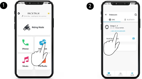 Cardo - PACKTALK PRO - DMC Intercom - Bluetooth-Passagier hinzufügen DMC Intercom - Bluetooth-Passagier hinzufügen