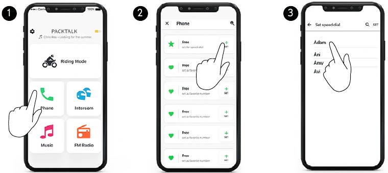 Cardo - PACKTALK PRO - Telefonanruf - Kurzwahl einrichten Telefonanruf - Kurzwahl einrichten