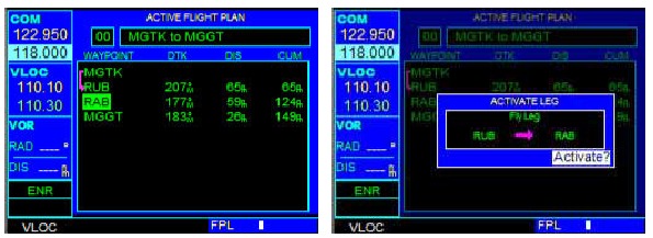 Garmin - GNS530 - Optionen des aktiven Flugplans Optionen des aktiven Flugplans