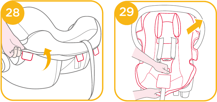 Joie - i-Snug 2 - Abnehmen von Verdeck und Sitzpolster - Schritt 2 Abnehmen von Verdeck und Sitzpolster - Schritt 2