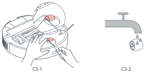 Roborock - Q5 Max+ - Wartung des omnidirektionalen Rads Wartung des omnidirektionalen Rads