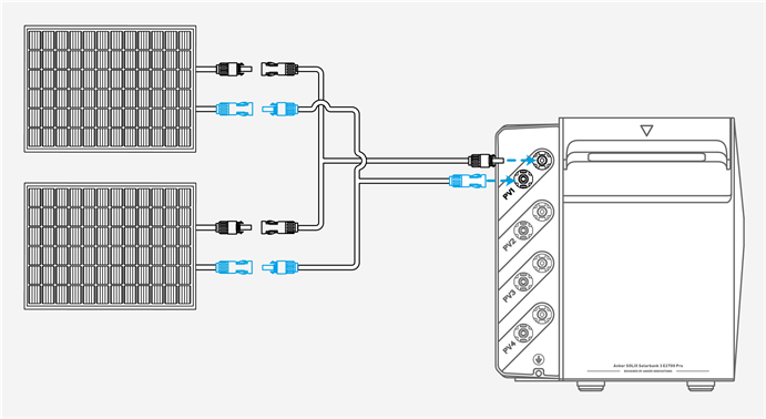 Anker - SOLIX Solarbank 3 E2700 Pro - Parallele Verbindung (bis zu 8 PV-Module) Parallele Verbindung (bis zu 8 PV-Module)