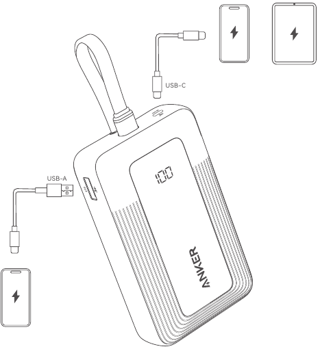 Anker - Zolo - Geräte aufladen – Mit den USB-Anschlüssen Geräte aufladen – Mit den USB-Anschlüssen