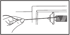 Spule wickeln - Schritt 3: Faden um Spannscheiben wickeln