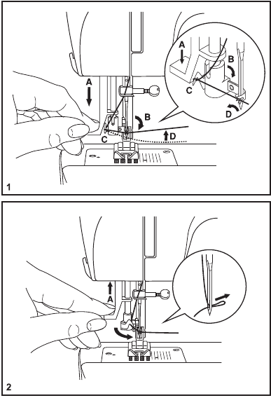 Singer - 8280 - Bedienung des automatischen Nadeleinfädlers Bedienung des automatischen Nadeleinfädlers