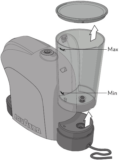 Lavazza - Tiny - EINSTELLUNG - INBETRIEBNAHME DER MASCHINE - Schritt 1 EINSTELLUNG - INBETRIEBNAHME DER MASCHINE - Schritt 1