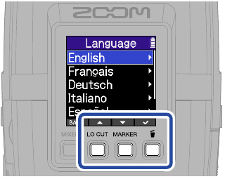 ZOOM - H2essential - Einstellungen vornehmen/erstes Einschalten - Spracheinstellung Einstellungen vornehmen/erstes Einschalten - Spracheinstellung