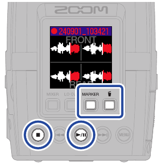 ZOOM - H2essential - Aufnahme - Vorgänge während der Aufnahme Aufnahme - Vorgänge während der Aufnahme