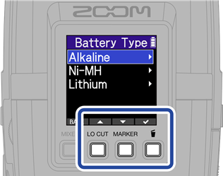 ZOOM - H2essential - Einstellungen/erstes Einschalten - Batterietypeinstellung - Schritt 1 Einstellungen/erstes Einschalten - Batterietypeinstellung - Schritt 1