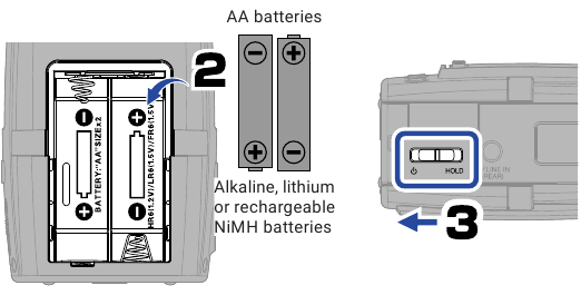 ZOOM - H2essential - Gerät einschalten - Schritt 1 Gerät einschalten - Schritt 1
