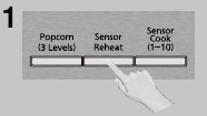 Bild der Bedientafel mit hervorgehobener Sensor Reheat Taste