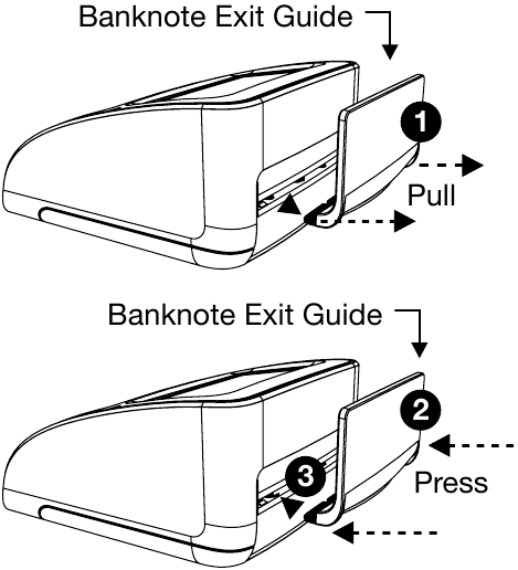 Banknotenauswurfhilfe entfernen