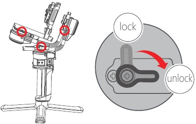 Vorbereitung - Schritt 3 - Gimbal entsperren