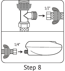 Bidetschlauch an T-Adapter und Einlass anschlie&szlig;en