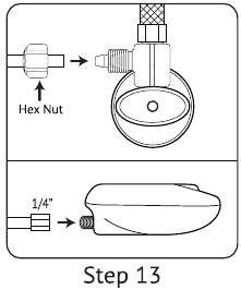 Warmwasser-Bidetschlauch an T-Adapter und Bidet-Einlass anschlie&szlig;en