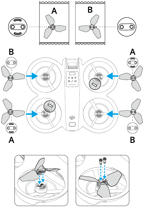 Abnehmen und Anbringen &ndash; Propeller &ndash; Schritt 2