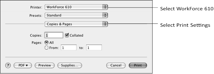 Drucken mit einem Mac - Mac OS X 10.3 und 10.4 - Schritt 2