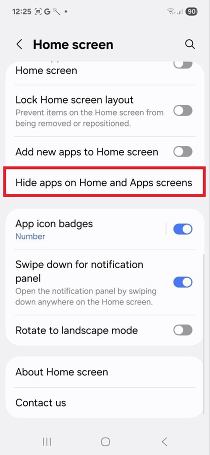 Einstellungen zum Ausblenden von Apps auf dem Samsung Galaxy A56