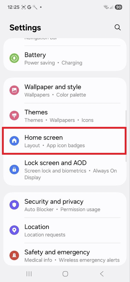 Startbildschirm-Einstellungen auf dem Samsung Galaxy A56