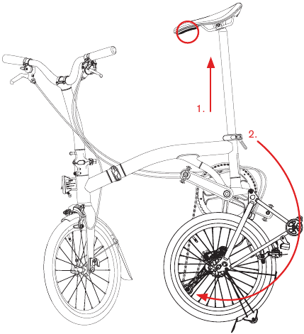 Fahrrad zusammenklappen - Schritt 2 - Hinterrad einklappen