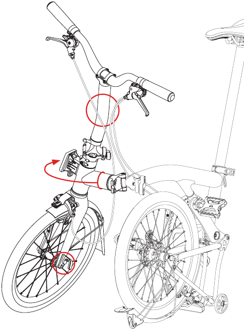 Fahrrad zusammenklappen - Schritt 4 - Vorderrahmen einklappen