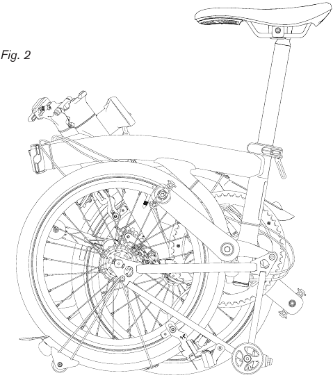 Fahrrad im zusammengeklappten Zustand schieben/ziehen
