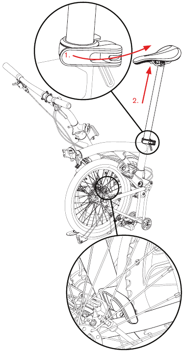 Fahrrad entfalten - Schritt 4 - Sattel anheben