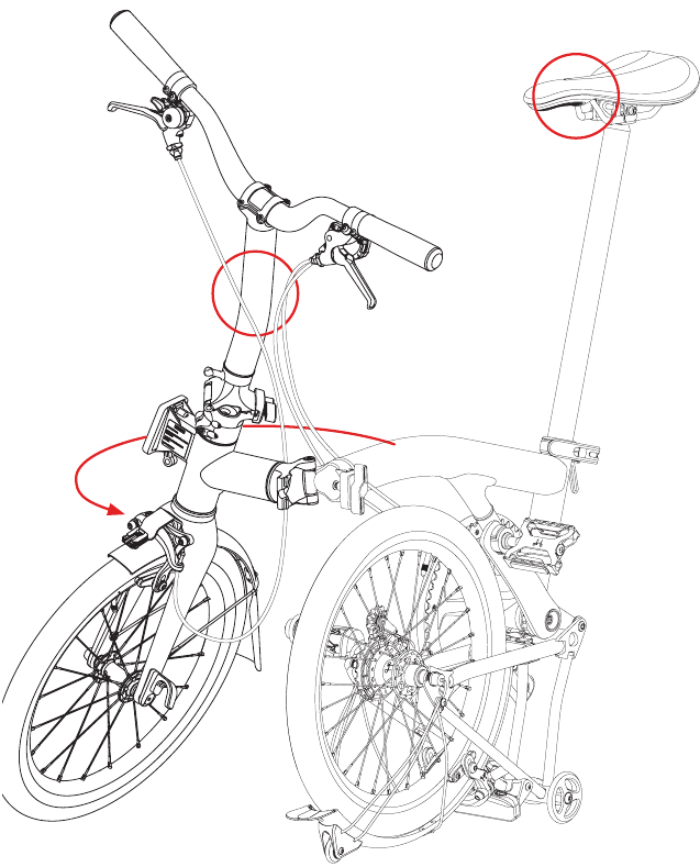 Fahrrad entfalten - Schritt 5 - Anheben zum Aushaken