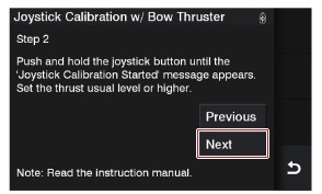 Bildschirm mit Anweisung, den Joystick zu dr&uuml;cken und zu halten
