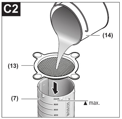 Einf&uuml;llen des Spritzmaterials - Schritt 2