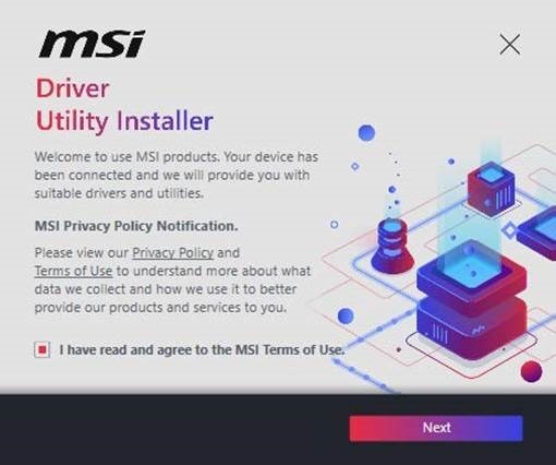 Treiberinstallation mit MSI Driver Utility Installer - Schritt 1