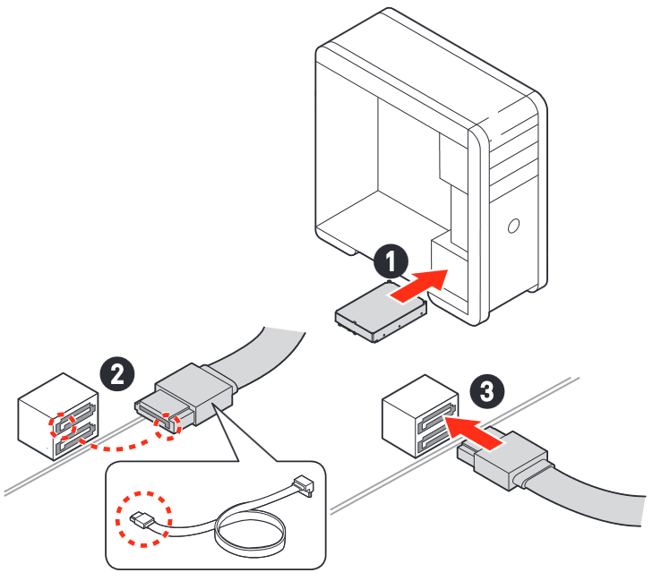 Installation von SATA-Laufwerken - Schritt 1