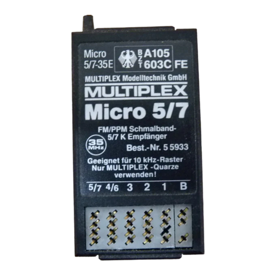 MULTIPLEX MICRO 5/7 KURZANLEITUNG Pdf-Herunterladen | ManualsLib